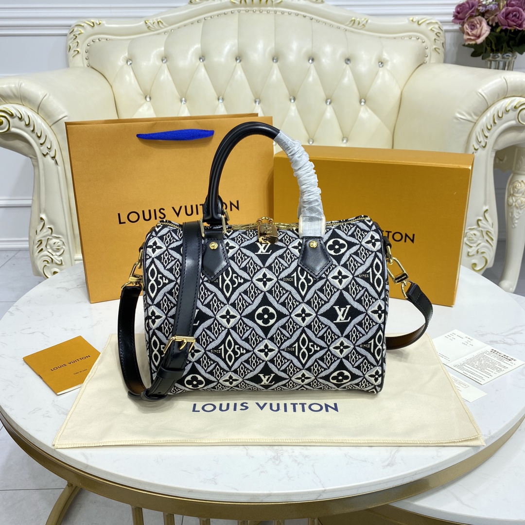 Louis Vuitton SINCE 1854 SPEEDY BANDOULIERE 25 Monogram Handbag M45769 Black